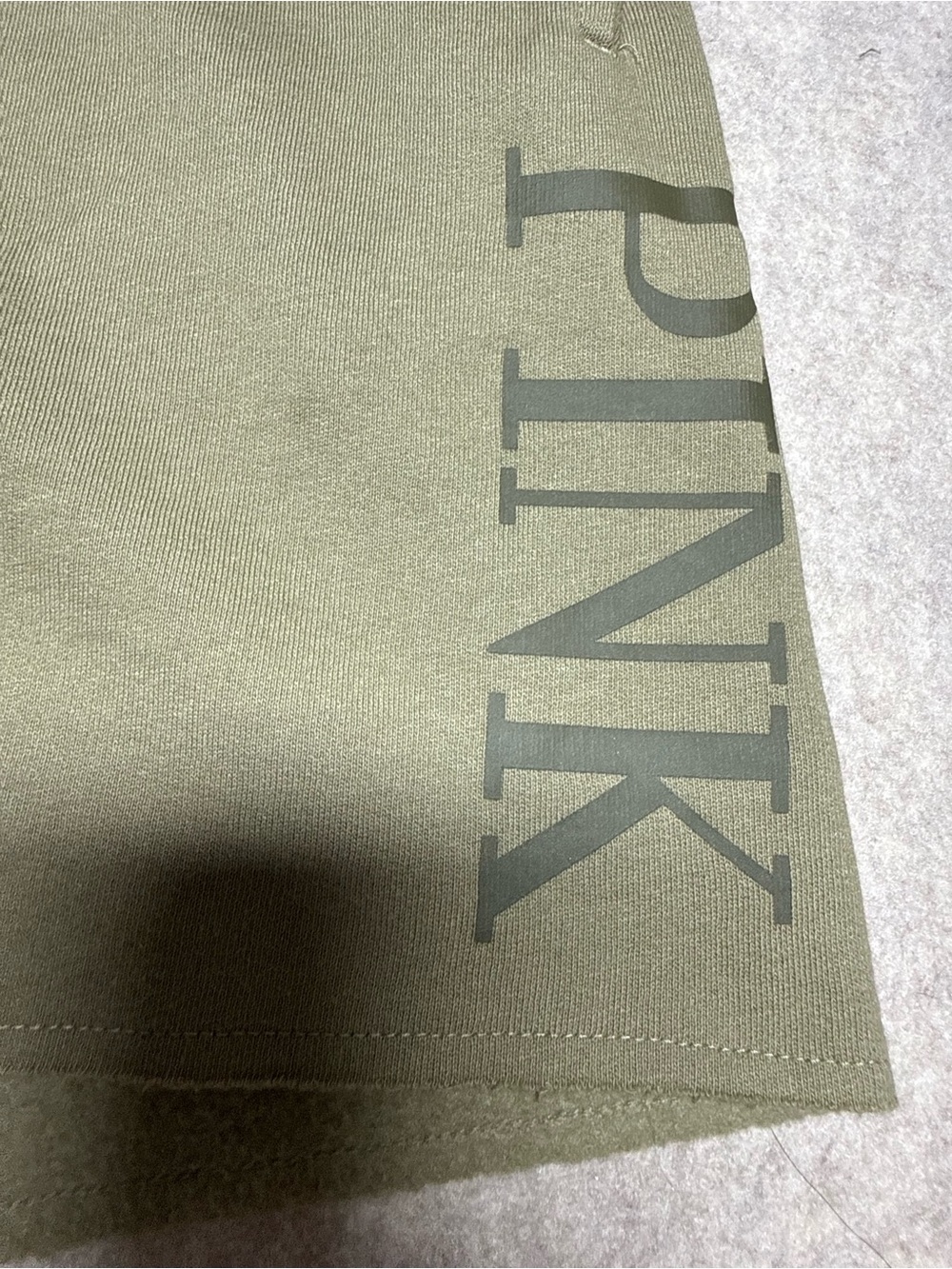 PINK Victoria's Secret Olive Terry Lounge Shorts with Side Logo - Picture 3 of 5